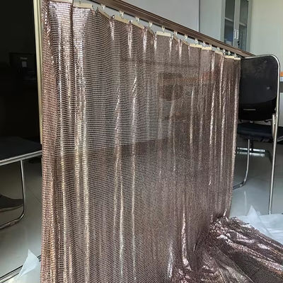 Aluminum Alloy Shimmer Metallic Sequin Chain Link Fabric For Curtain Metal Mesh Fabric