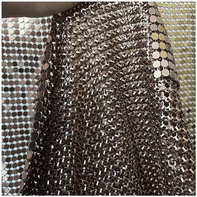 Aluminum Alloy Shimmer Metallic Sequin Chain Link Fabric For Curtain Metal Mesh Fabric