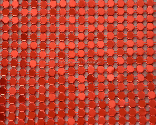 Aluminum Alloy Shimmer Metallic Sequin Chain Link Fabric For Curtain Metal Mesh Fabric