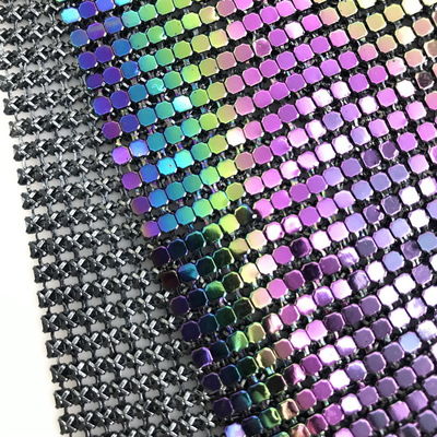 Flexible Aluminum Sequin Mesh Fabric Chain mail Fabric For Table Cloth Chain mail Curtains