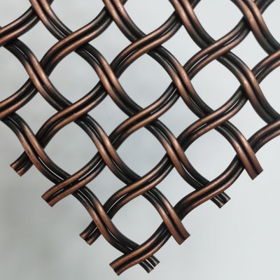 Architectural Antique Brass Woven Wire Mesh In Reverse Dutch Weave 52% Open Area For ceiling
