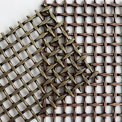 Stainless Steel Architectural Woven Mesh Fabric Anti Brass Color For Custom Facades