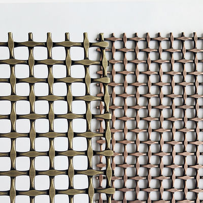Stainless Steel Architectural Woven Mesh Fabric Anti Brass Color For Custom Facades