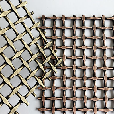 Stainless Steel Architectural Woven Mesh Fabric Anti Brass Color For Custom Facades