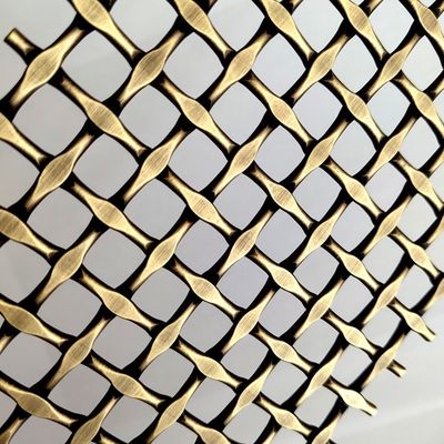 Stainless Steel Architectural Woven Mesh Fabric Anti Brass Color For Custom Facades