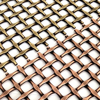Stainless Steel Architectural Woven Mesh Fabric Anti Brass Color For Custom Facades