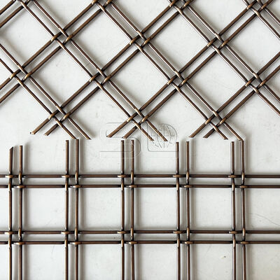Antique Bronze Crimped Wire Architectural Woven Wire Mesh Diamond Open Weave