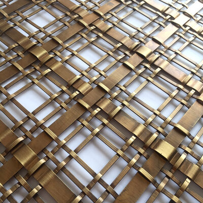 3mm And 10mm Mixed Strip Decorative Woven Wire Mesh 7.8kg Per Sqm Panel