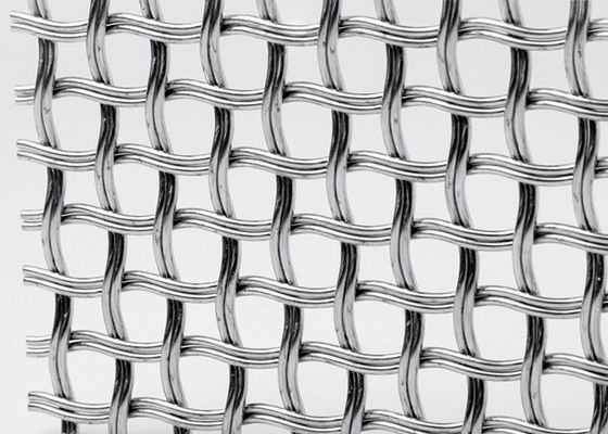 Stainless Steel Facades Decoration Double Crimped Mesh For Architectural Woven Wire Mesh