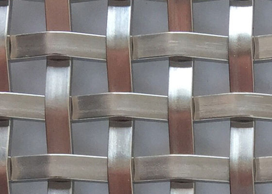 Natural Colour Stainless Steel Flatwire Woven Metal Mesh Screen For Architectural Woven Wire Mesh