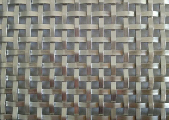 Natural Colour Stainless Steel Flatwire Woven Metal Mesh Screen For Architectural Woven Wire Mesh