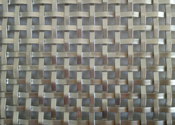 Natural Colour Stainless Steel Flatwire Woven Metal Mesh Screen For Architectural Woven Wire Mesh