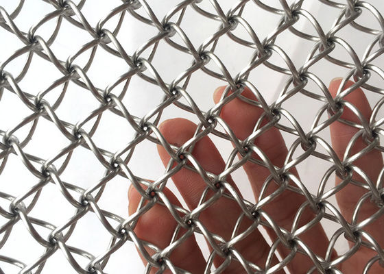 20m Facade Natural Colour Crimped Woven Wire Mesh 2.5mm Titanium Plating