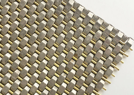 Brass Crimped SS Woven Wire Mesh Cladding Facade PVD Surface