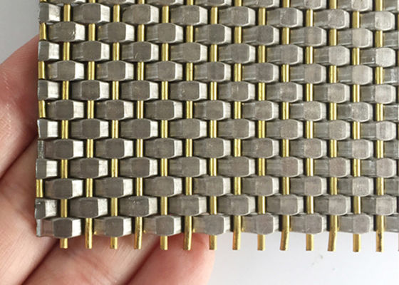 Brass Crimped SS Woven Wire Mesh Cladding Facade PVD Surface