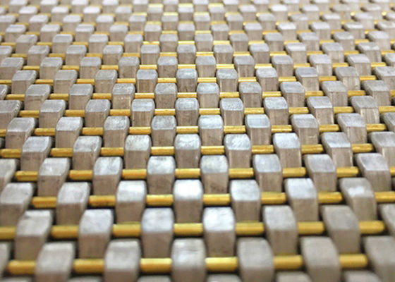 Brass Crimped SS Woven Wire Mesh Cladding Facade PVD Surface