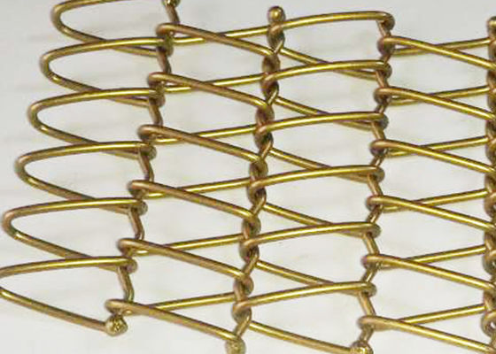 1.5m Gold Metal Mesh Conveyor Belt Anticorrosion For Exhibition Halls
