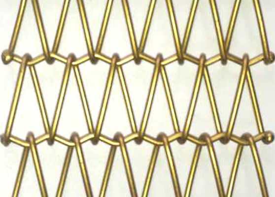 1.5m Gold Metal Mesh Conveyor Belt Anticorrosion For Exhibition Halls