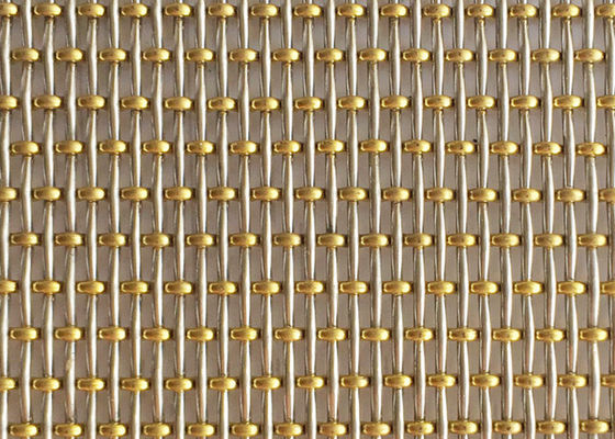 ODM PVD Copper Woven Lock Crimp Wire Mesh 3.2mm Partition Metal Mesh