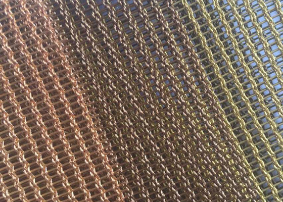 Bronze 1.5mm 4m Laminated Glass Wire Mesh PVD Metal Woven Copper Mesh Fabric