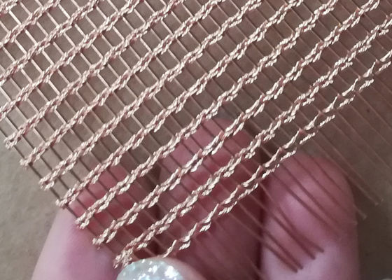 Bronze 1.5mm 4m Laminated Glass Wire Mesh PVD Metal Woven Copper Mesh Fabric