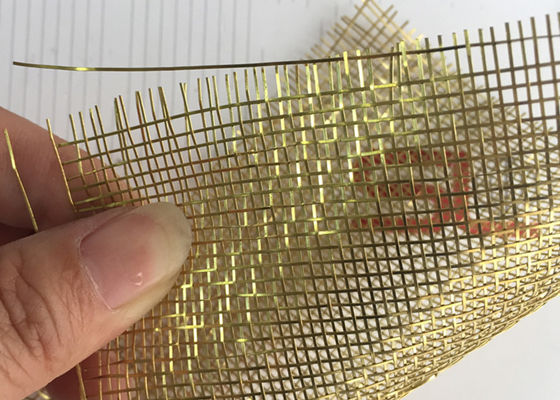 Ultra Thin Architectural Glass Laminated Wire Mesh Brass Woven 0.5mm