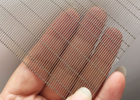 Luxury Cladding Glass Laminated Wire Mesh Stretched 2.5m Stainless Steel