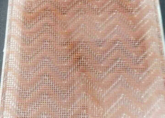 Antique Brass Glass Laminated Wire Mesh Luxury Woven Copper Cloth 1.3m Width