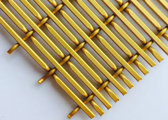 Gold Aluminum Anodized Decorative Woven Wire Mesh Sheets XY 6010