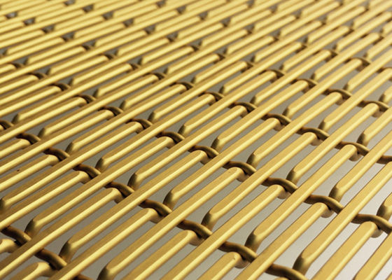 Gold Aluminum Anodized Decorative Woven Wire Mesh Sheets XY 6010