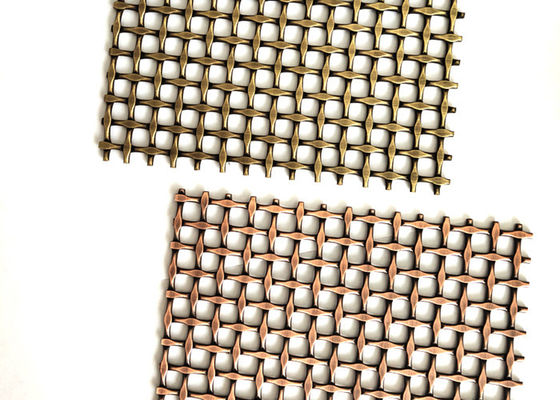 Burnished Brass Crimped Decorative Woven Metal Mesh 1.5m Width