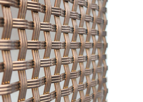 3.75mm SS316L Rose Gold Decorative Woven Wire Mesh Wall Cladding