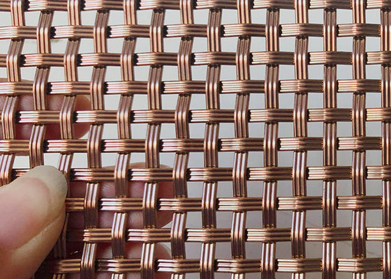 3.75mm SS316L Rose Gold Decorative Woven Wire Mesh Wall Cladding