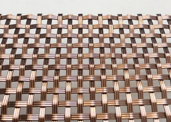 3.75mm SS316L Rose Gold Decorative Woven Wire Mesh Wall Cladding