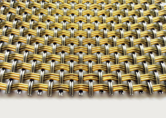 Interior Brass Crimped Decorative Woven Wire Mesh ISO9001 4m To 8m
