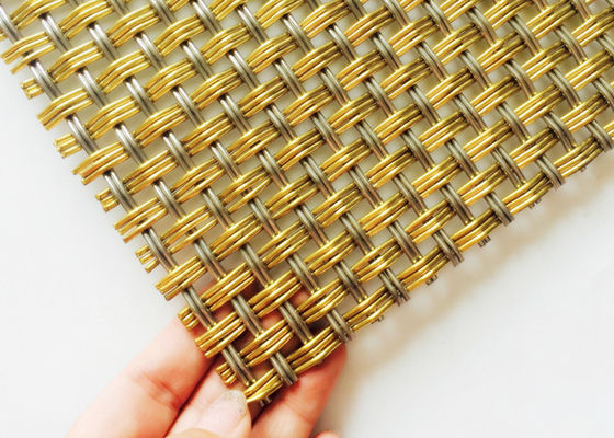 Interior Brass Crimped Decorative Woven Wire Mesh ISO9001 4m To 8m