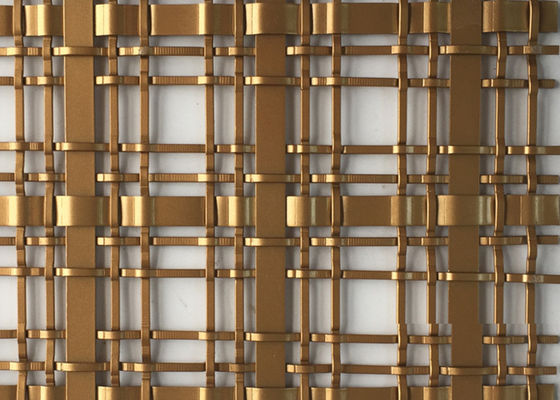 Bronze Ornamental Square Architectural Woven Metal Mesh Building Facade 7.8kg/M2