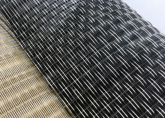 0.9mm 3m Copper Black Woven Wire Mesh Glass Laminated For Office Building