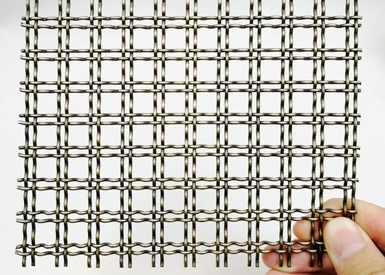 Partitions Crimped Weave Wire Mesh Antique Brass PVD Decorative Mesh Panels