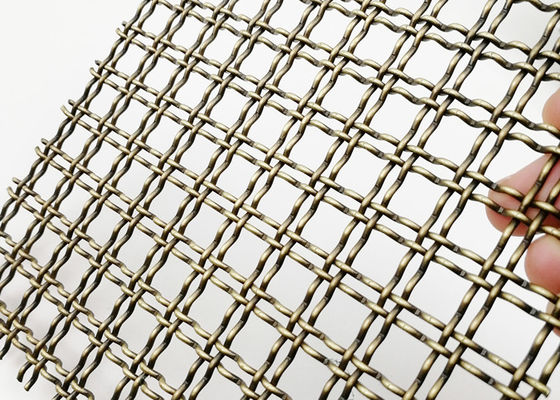 Partitions Crimped Weave Wire Mesh Antique Brass PVD Decorative Mesh Panels