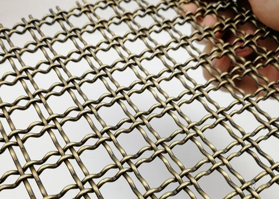 Partitions Crimped Weave Wire Mesh Antique Brass PVD Decorative Mesh Panels