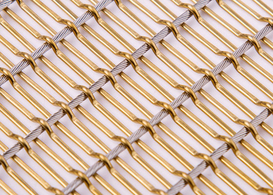 Decor Glass Laminated Flexible Metal Mesh Fabric 4.5mm SGS For Elevator Hall​