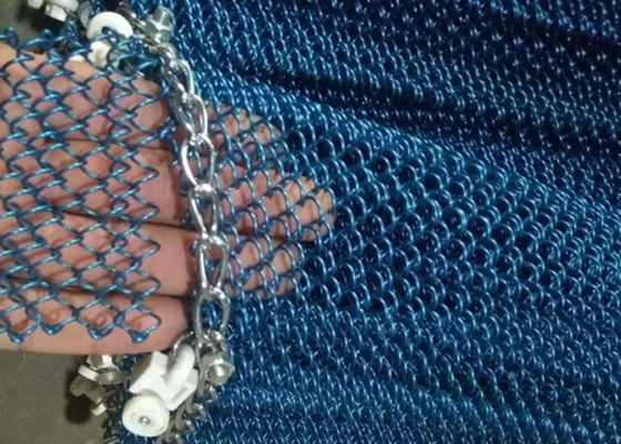 26ft Blue Metal Coil Drapery Eco Fireplace Screen Curtain Spraying Painting