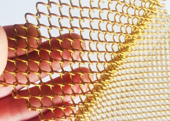 Flexible Home Decor Metal Coil Drapery 13ft Gold Mesh Curtain