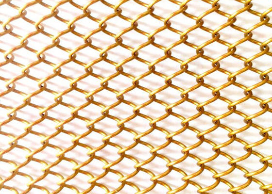 Flexible Home Decor Metal Coil Drapery 13ft Gold Mesh Curtain