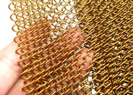 Flexible Home Decor Metal Coil Drapery 13ft Gold Mesh Curtain