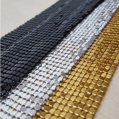 4mm Dia Woven Aluminum Metal Sequin Fabric Antiwear Decor Partition Cladding