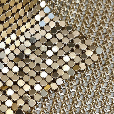 SGS Cladding Aluminum Metallic Sequins Oilproof Metal Mesh Fabric For Clothing