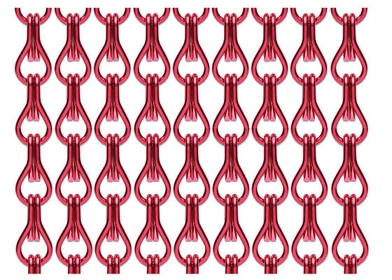 Red Lightweight Anodized Aluminium Chain Fly Screen Anti Insect