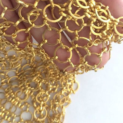 ODM Golden Metal Ring Mesh Decorative Fence 3.8mm Chain Mail Mesh